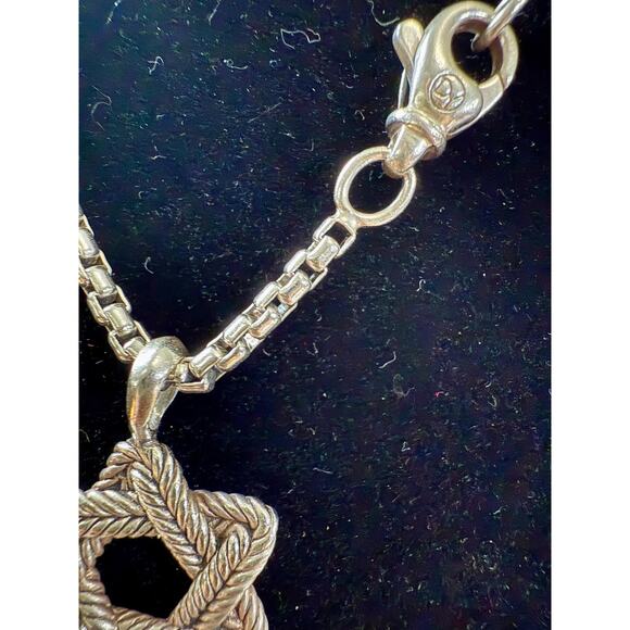 David Yurman Sterling Silver Cable Star of David on DY 20” Box Chain - Picture 4 of 6